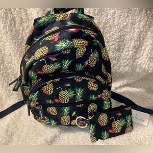 Vera Bradley Navy Pineapple Backpack and ID case
